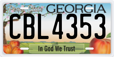 GA license plate CBL4353