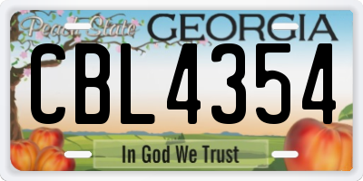 GA license plate CBL4354