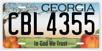 GA license plate CBL4355