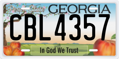 GA license plate CBL4357
