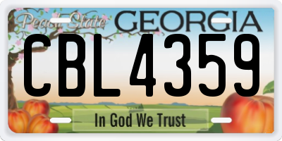 GA license plate CBL4359