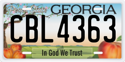GA license plate CBL4363