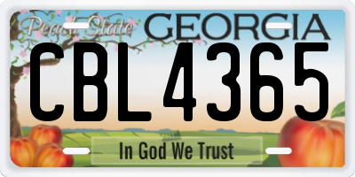 GA license plate CBL4365