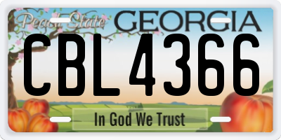 GA license plate CBL4366