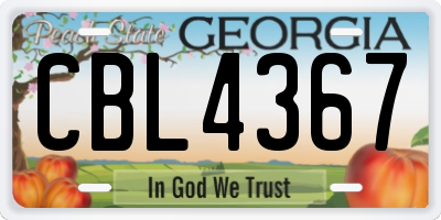 GA license plate CBL4367