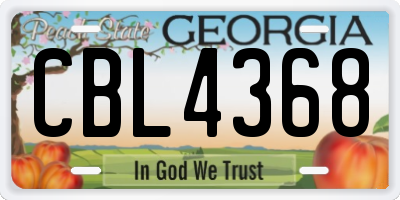 GA license plate CBL4368