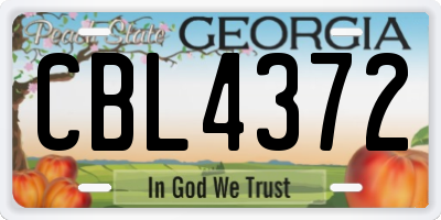 GA license plate CBL4372