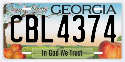 GA license plate CBL4374