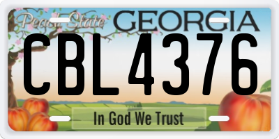 GA license plate CBL4376