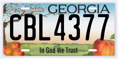 GA license plate CBL4377