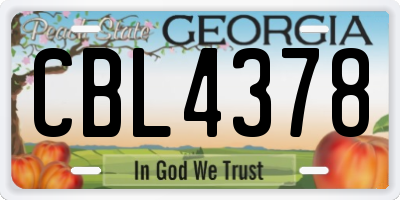GA license plate CBL4378