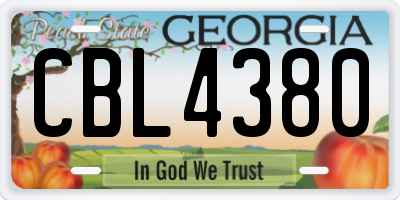 GA license plate CBL4380