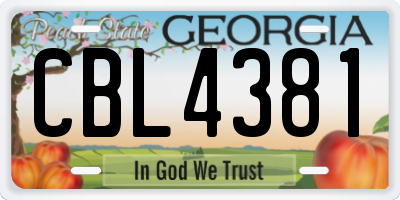 GA license plate CBL4381