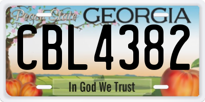 GA license plate CBL4382