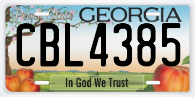 GA license plate CBL4385