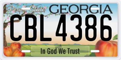 GA license plate CBL4386
