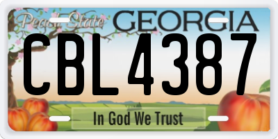 GA license plate CBL4387
