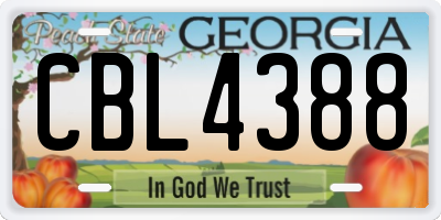 GA license plate CBL4388