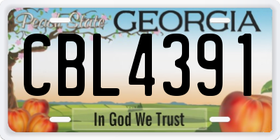 GA license plate CBL4391