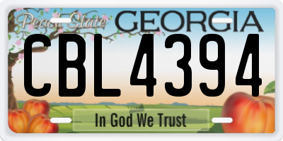 GA license plate CBL4394
