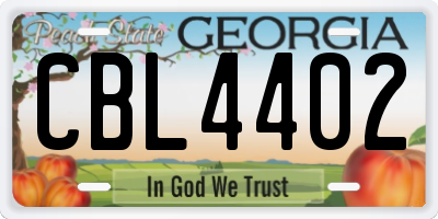 GA license plate CBL4402