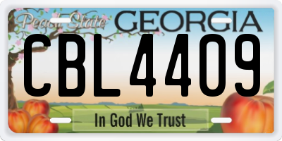 GA license plate CBL4409