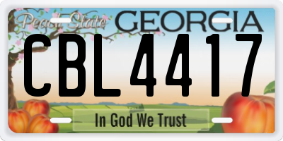 GA license plate CBL4417