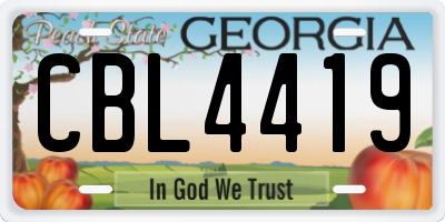 GA license plate CBL4419