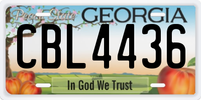 GA license plate CBL4436