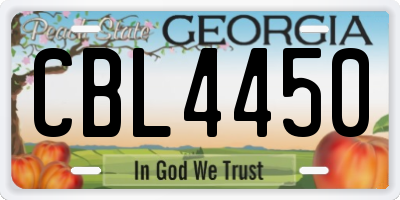 GA license plate CBL4450