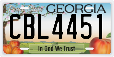 GA license plate CBL4451
