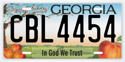 GA license plate CBL4454