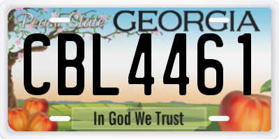 GA license plate CBL4461