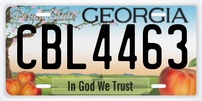 GA license plate CBL4463