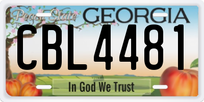 GA license plate CBL4481