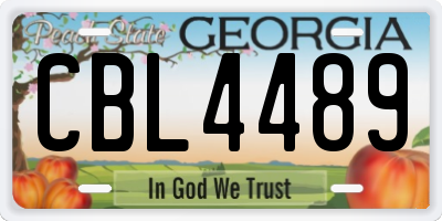 GA license plate CBL4489