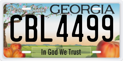 GA license plate CBL4499