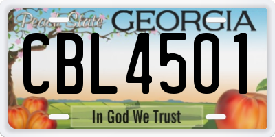 GA license plate CBL4501