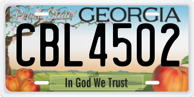GA license plate CBL4502