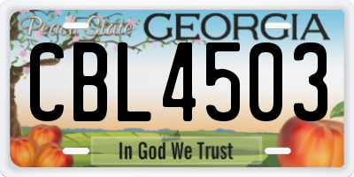GA license plate CBL4503