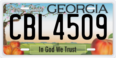 GA license plate CBL4509