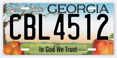 GA license plate CBL4512