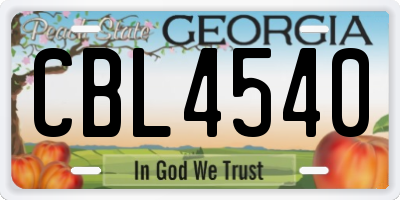GA license plate CBL4540