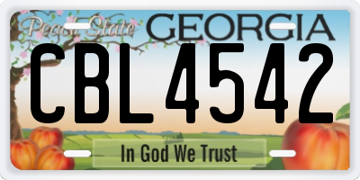 GA license plate CBL4542