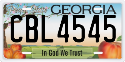 GA license plate CBL4545