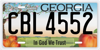 GA license plate CBL4552