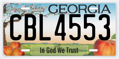 GA license plate CBL4553