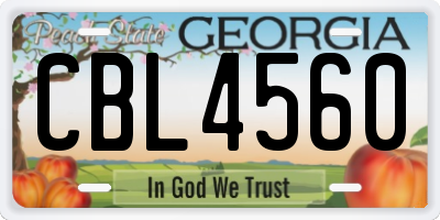GA license plate CBL4560
