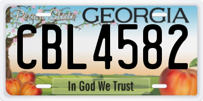 GA license plate CBL4582