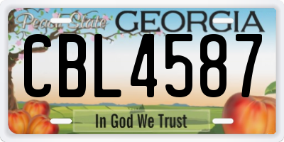 GA license plate CBL4587